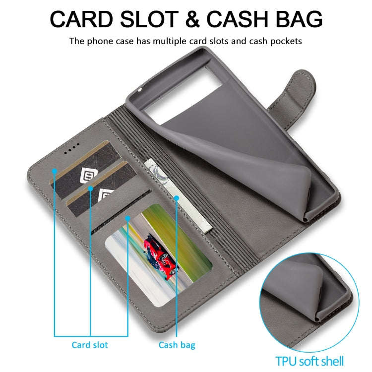 For Google Pixel 8 LC.IMEEKE Calf Texture Flip Leather Phone Case(Grey)