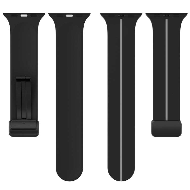 Two Color Folding Buckle Silicone Watch Band For Apple Watch 9 45mm(Black+Grey)
