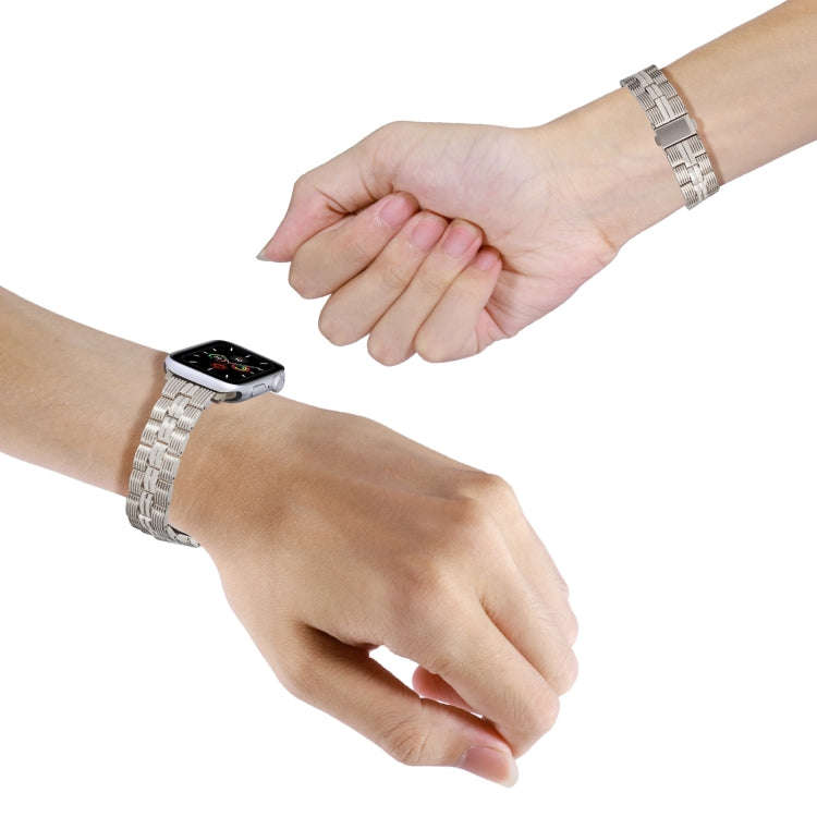 3-Beads Stripe Metal Watch Band For Apple Watch SE 2023 40mm(Starlight)