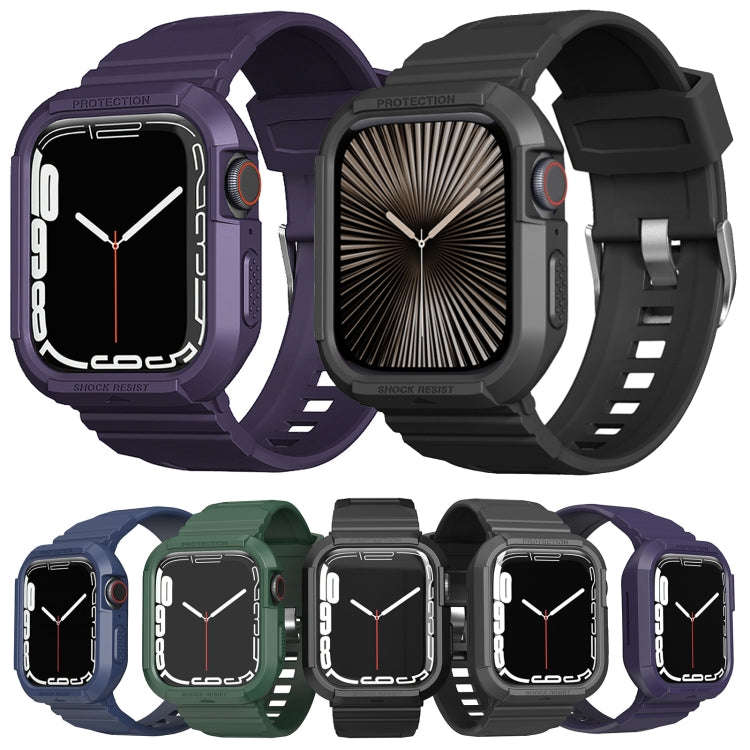 Carbon Fiber TPU Integrated Watch Band For Apple Watch 9 45mm(Dark Purple)