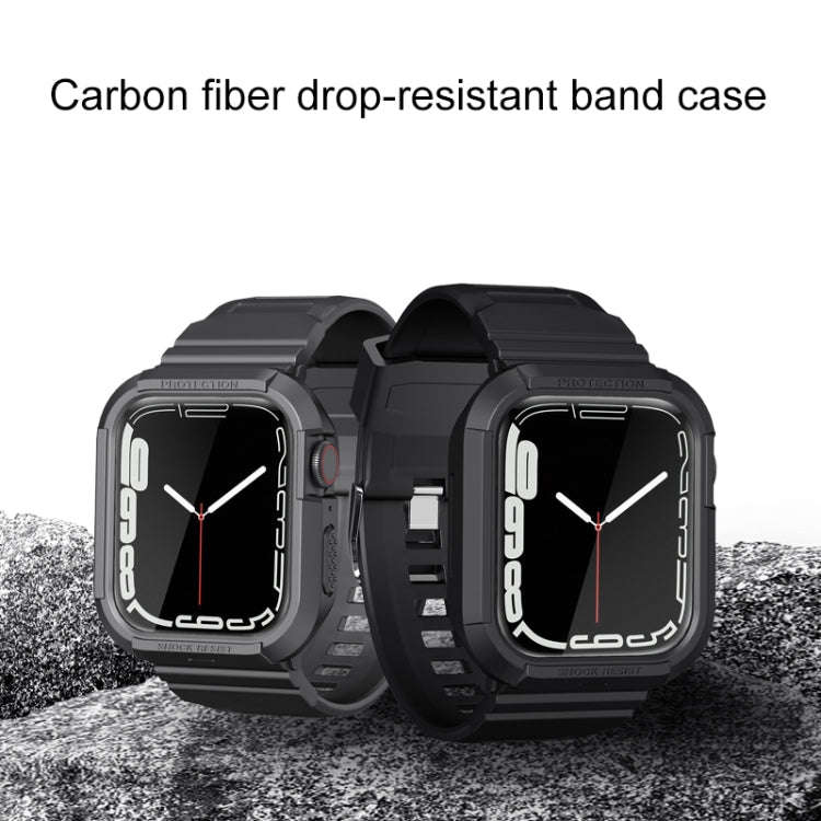 Carbon Fiber TPU Integrated Watch Band For Apple Watch 9 45mm(Dark Purple)