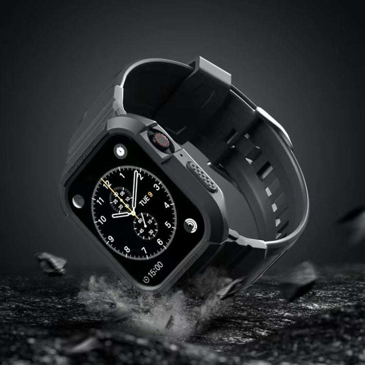 Carbon Fiber TPU Integrated Watch Band For Apple Watch 9 45mm(Dark Purple)