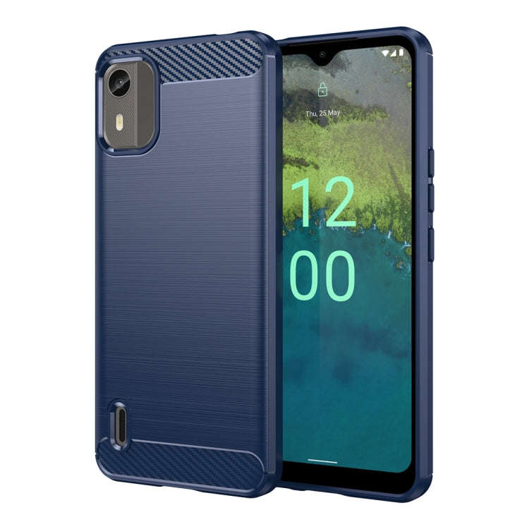 For Nokia C12 Pro Brushed Texture Carbon Fiber TPU Phone Case(Blue)