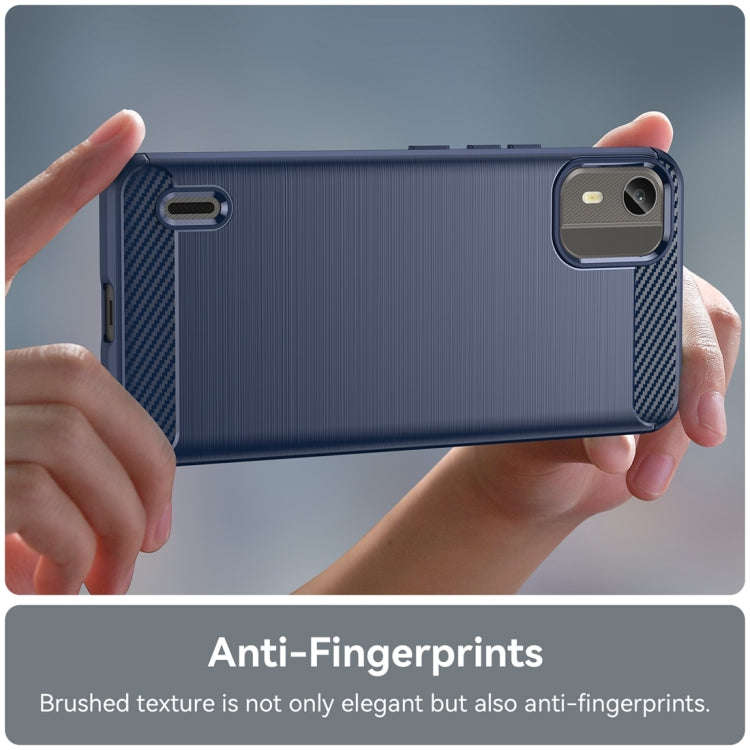 For Nokia C12 Pro Brushed Texture Carbon Fiber TPU Phone Case(Blue)