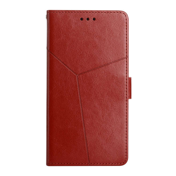 For Xiaomi Redmi 12 5G Y-shaped Pattern Flip Leather Phone Case(Brown)