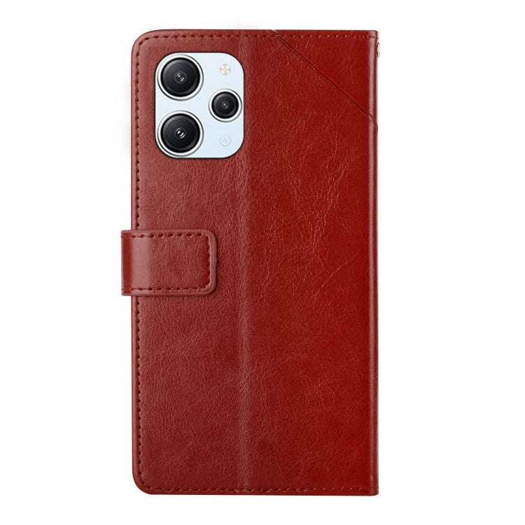 For Xiaomi Redmi 12 5G Y-shaped Pattern Flip Leather Phone Case(Brown)