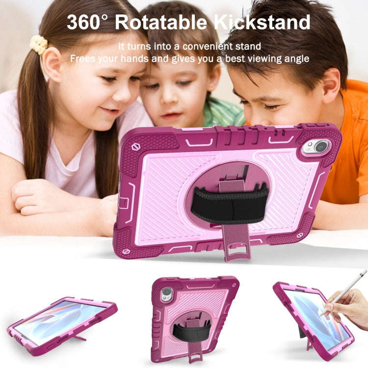 For Huawei MatePad 11.5 2023 360 Degree Rotation PC Contrast Silicone Tablet Case(Rose Red + Pink)
