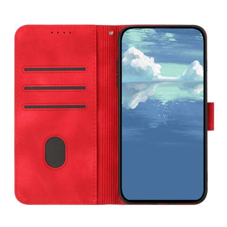 For Motorola Moto G Stylus 5G 2025 Line Pattern Skin Feel Leather Phone Case(Red)