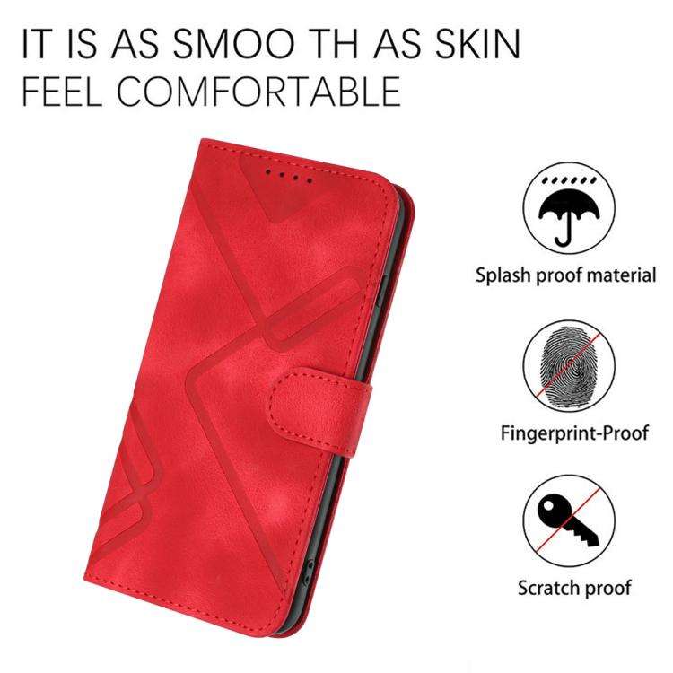 For Motorola Moto G Stylus 5G 2025 Line Pattern Skin Feel Leather Phone Case(Red)