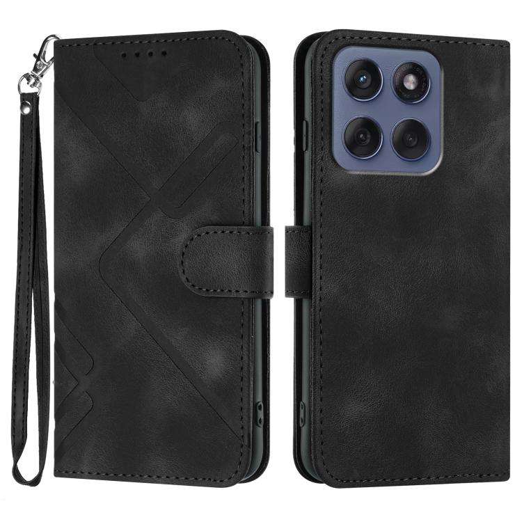 For Motorola Edge 60 Fusion / Edge 5G 2025 Line Pattern Skin Feel Leather Phone Case(Black)