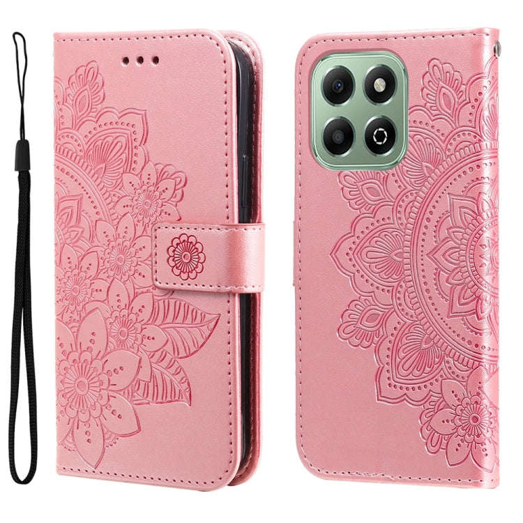 For Honor X6b 4G / X6c 4G / X5b / X5b Plus Seven-petal Flowers Embossing Leather Phone Case(Rose ...