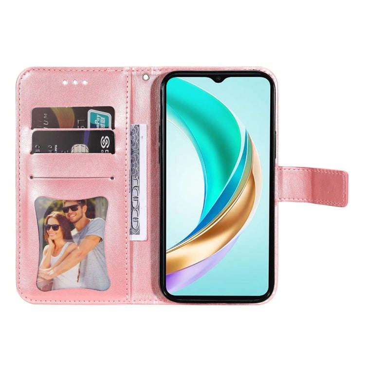 For Honor X6b 4G / X6c 4G / X5b / X5b Plus Seven-petal Flowers Embossing Leather Phone Case(Rose ...