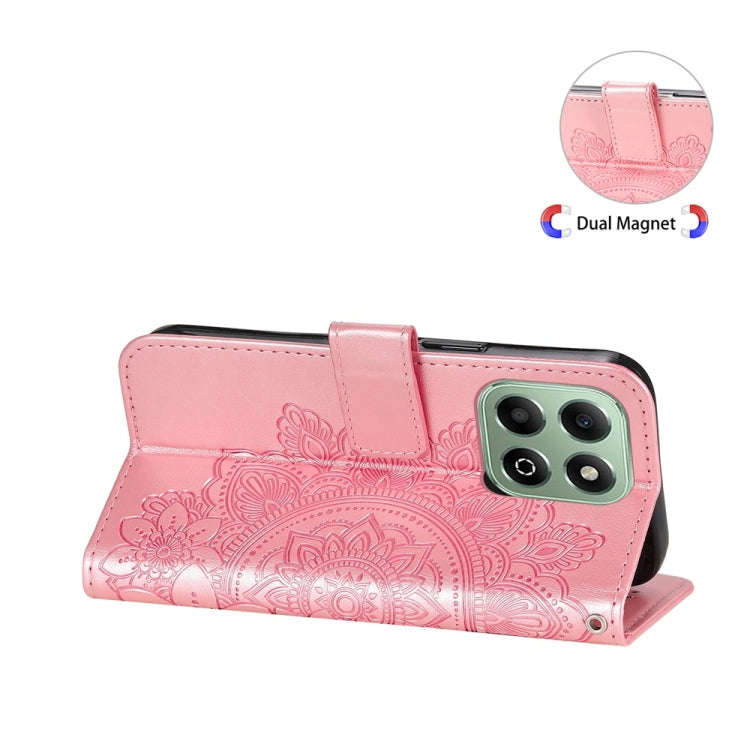 For Honor X6b 4G / X6c 4G / X5b / X5b Plus Seven-petal Flowers Embossing Leather Phone Case(Rose ...