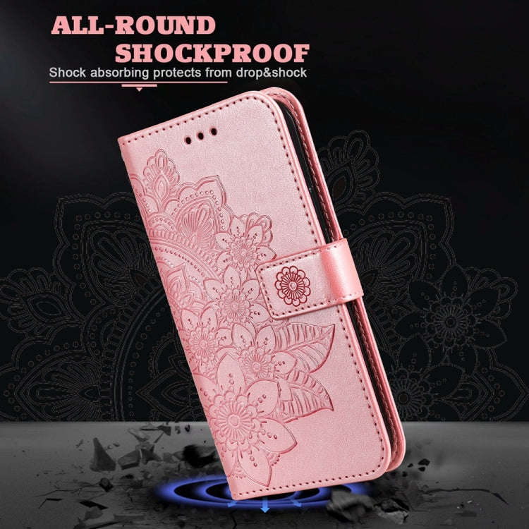 For Honor X6b 4G / X6c 4G / X5b / X5b Plus Seven-petal Flowers Embossing Leather Phone Case(Rose ...