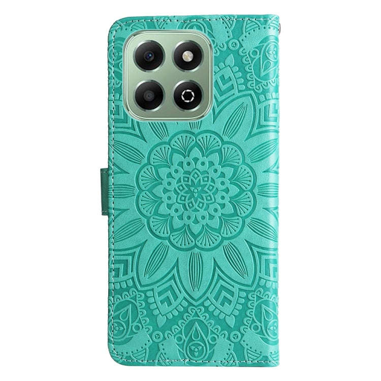 For Honor X6b 4G / X6c 4G / X5b / X5b Plus Embossed Sunflower Leather Phone Case(Green)