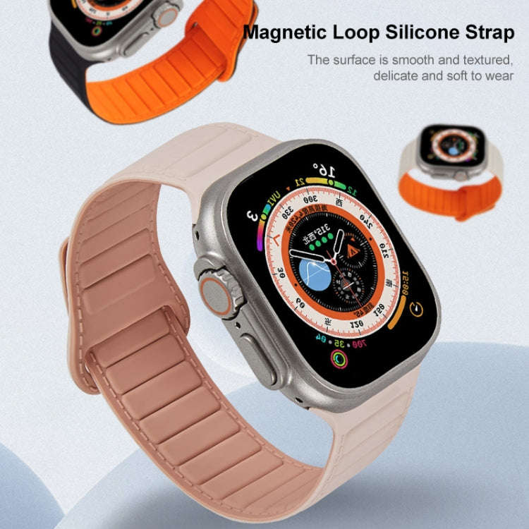For Apple Watch 9 45mm Loop Magnetic Silicone Watch Band(Pink)