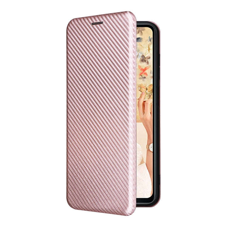 For Oukitel C32 Carbon Fiber Texture Flip Leather Phone Case(Pink)