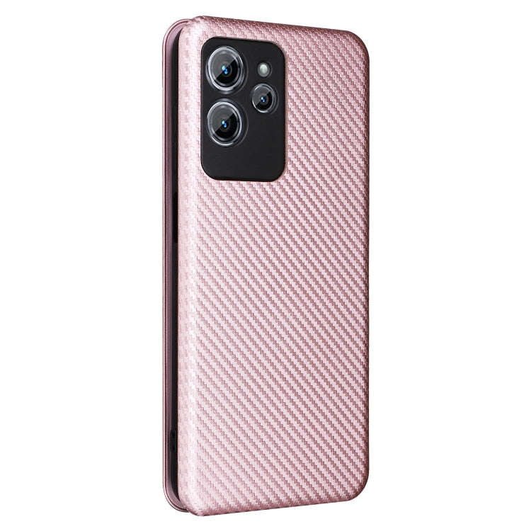 For Oukitel C32 Carbon Fiber Texture Flip Leather Phone Case(Pink)