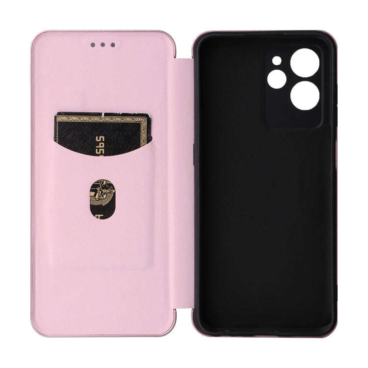 For Oukitel C32 Carbon Fiber Texture Flip Leather Phone Case(Pink)