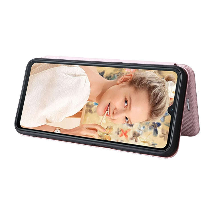For Oukitel C32 Carbon Fiber Texture Flip Leather Phone Case(Pink)