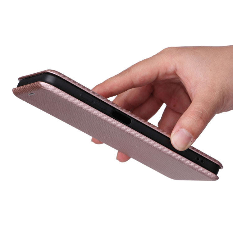 For Oukitel C32 Carbon Fiber Texture Flip Leather Phone Case(Pink)