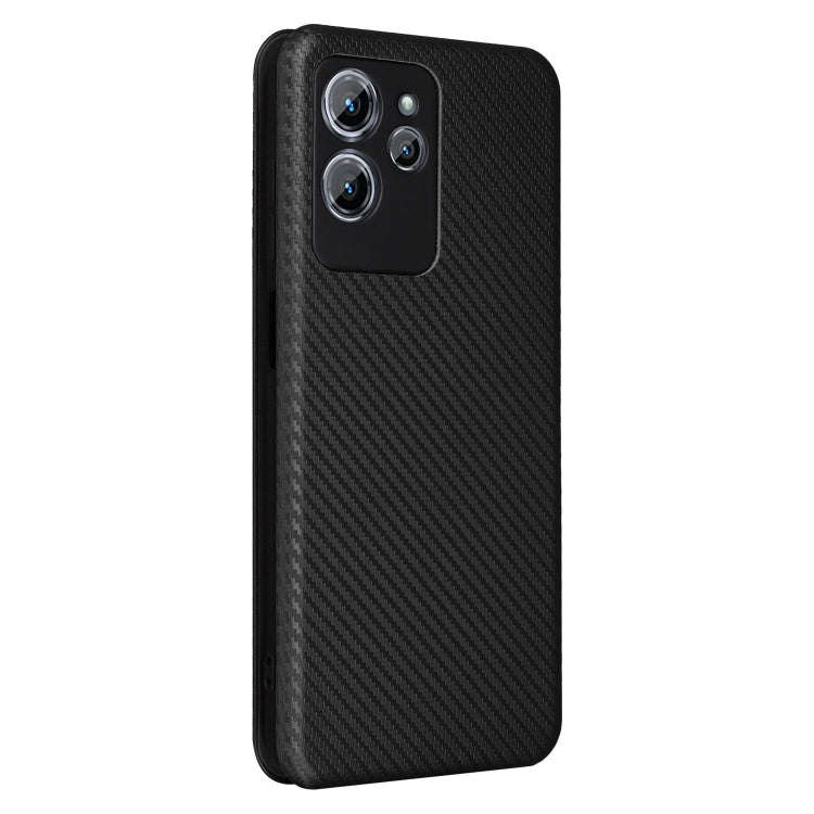 For Oukitel C32 Carbon Fiber Texture Flip Leather Phone Case(Black)