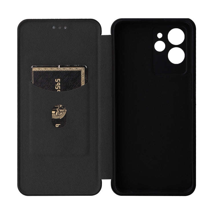 For Oukitel C32 Carbon Fiber Texture Flip Leather Phone Case(Black)