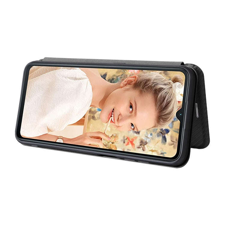 For Oukitel C32 Carbon Fiber Texture Flip Leather Phone Case(Black)
