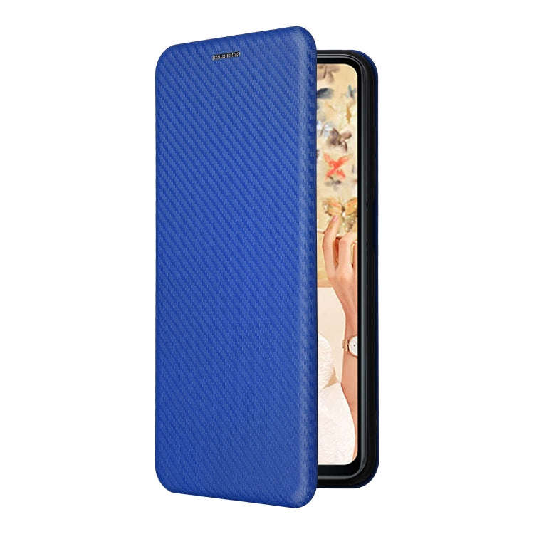 For Oukitel C32 Carbon Fiber Texture Flip Leather Phone Case(Blue)