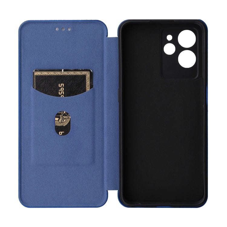 For Oukitel C32 Carbon Fiber Texture Flip Leather Phone Case(Blue)