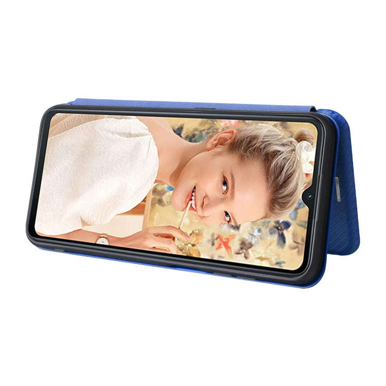 For Oukitel C32 Carbon Fiber Texture Flip Leather Phone Case(Blue)