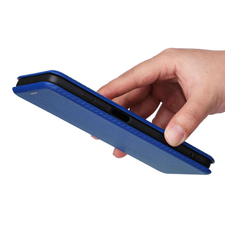 For Oukitel C32 Carbon Fiber Texture Flip Leather Phone Case(Blue)