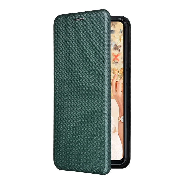 For Oukitel C32 Carbon Fiber Texture Flip Leather Phone Case(Green)