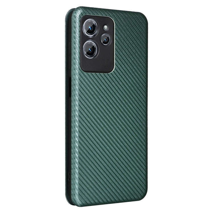 For Oukitel C32 Carbon Fiber Texture Flip Leather Phone Case(Green)