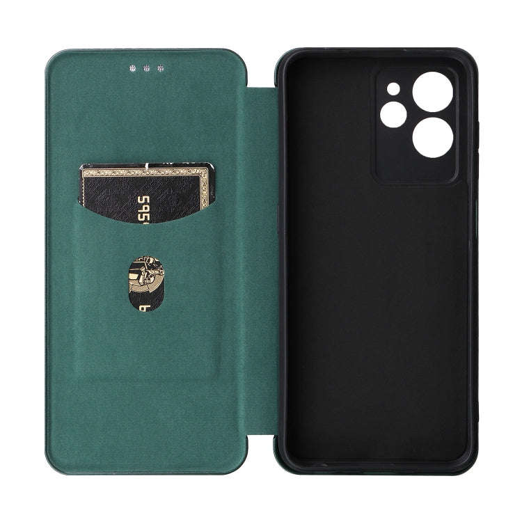 For Oukitel C32 Carbon Fiber Texture Flip Leather Phone Case(Green)