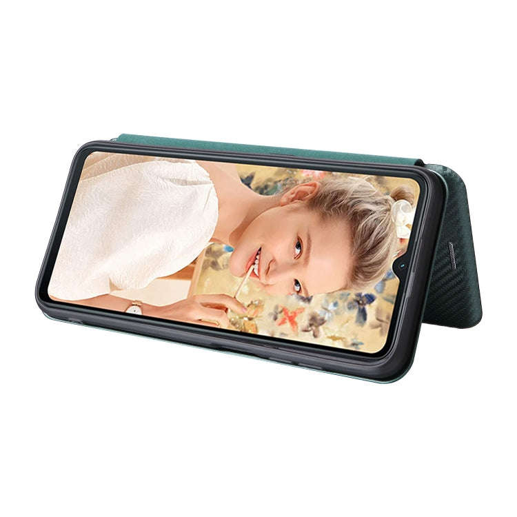 For Oukitel C32 Carbon Fiber Texture Flip Leather Phone Case(Green)