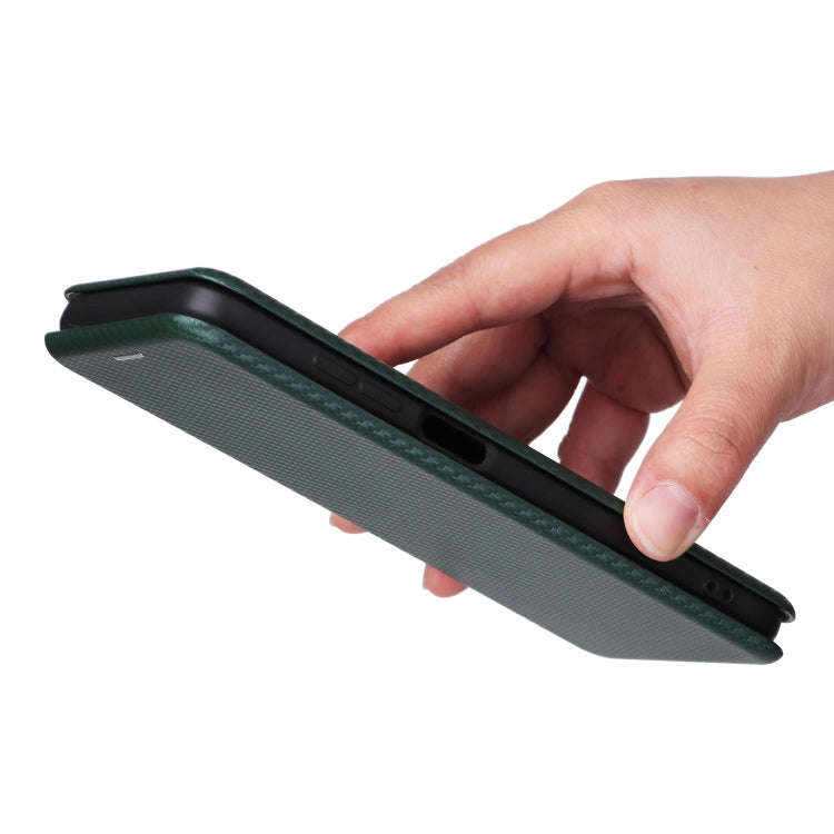For Oukitel C32 Carbon Fiber Texture Flip Leather Phone Case(Green)