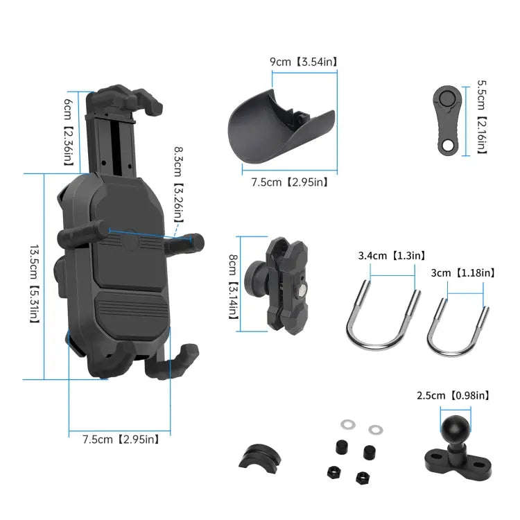 WUPP CS-1848A2 Motorcycle Shock Absorption Riding Phone Holder, Style:Handlebars
