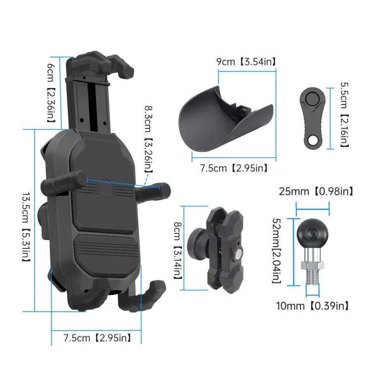 WUPP ZH-1848A2 Motorcycle Shock Absorption Riding Phone Navigation Holder, Style:M10 Ball Joint