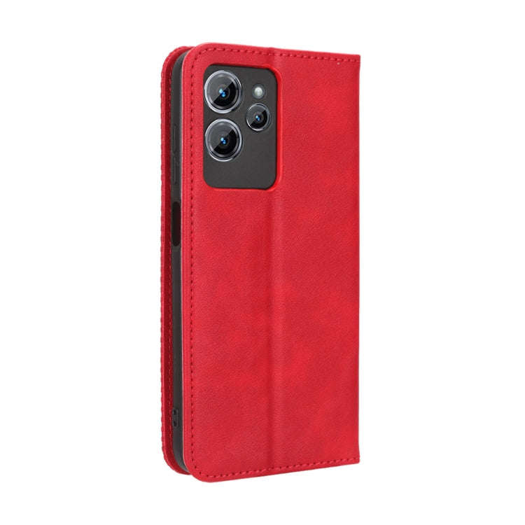 For Oukitel C32 Magnetic Buckle Retro Texture Leather Phone Case(Red)