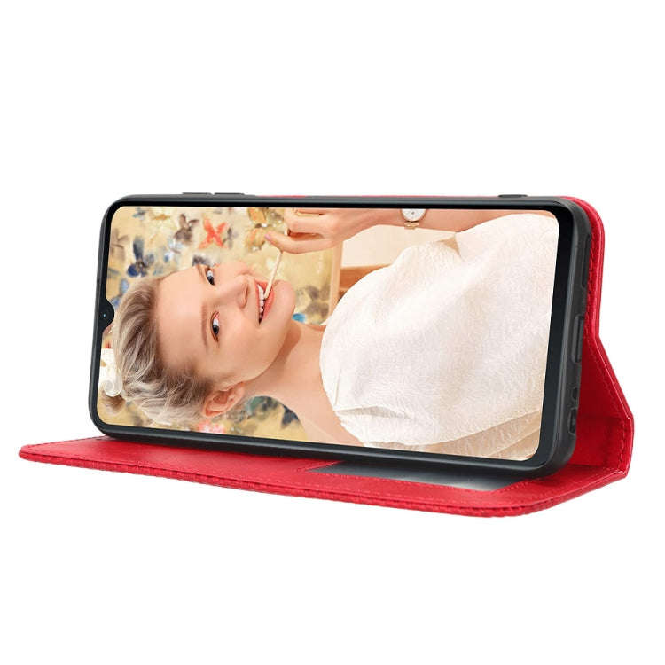 For Oukitel C32 Magnetic Buckle Retro Texture Leather Phone Case(Red)