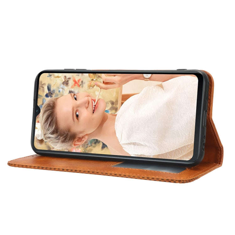 For Oukitel C32 Magnetic Buckle Retro Texture Leather Phone Case(Brown)