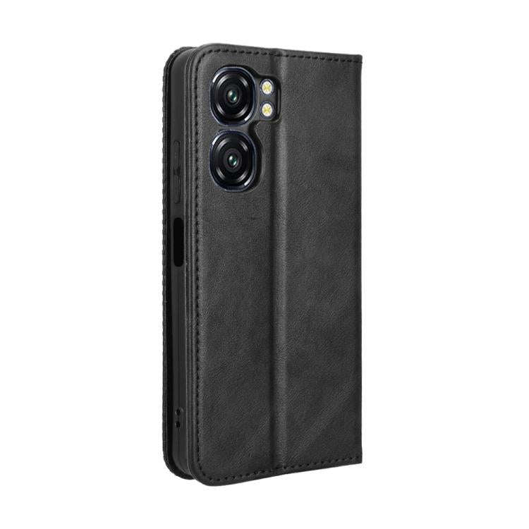 For Oukitel C58 / C58 Pro Magnetic Buckle Retro Texture Leather Phone Case(Black)