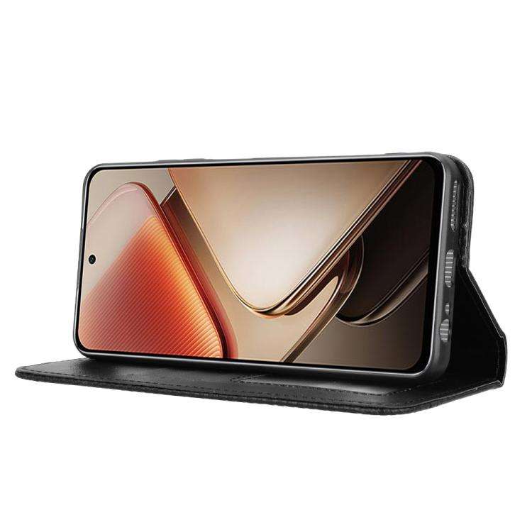 For Oukitel C58 / C58 Pro Magnetic Buckle Retro Texture Leather Phone Case(Black)