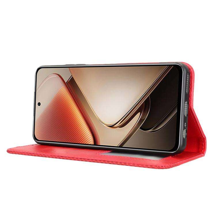 For Oukitel C58 / C58 Pro Magnetic Buckle Retro Texture Leather Phone Case(Red)