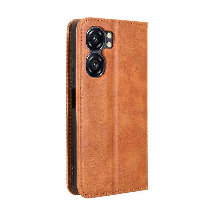 For Oukitel C58 / C58 Pro Magnetic Buckle Retro Texture Leather Phone Case(Brown)
