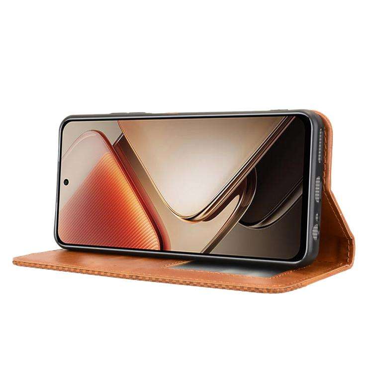 For Oukitel C58 / C58 Pro Magnetic Buckle Retro Texture Leather Phone Case(Brown)