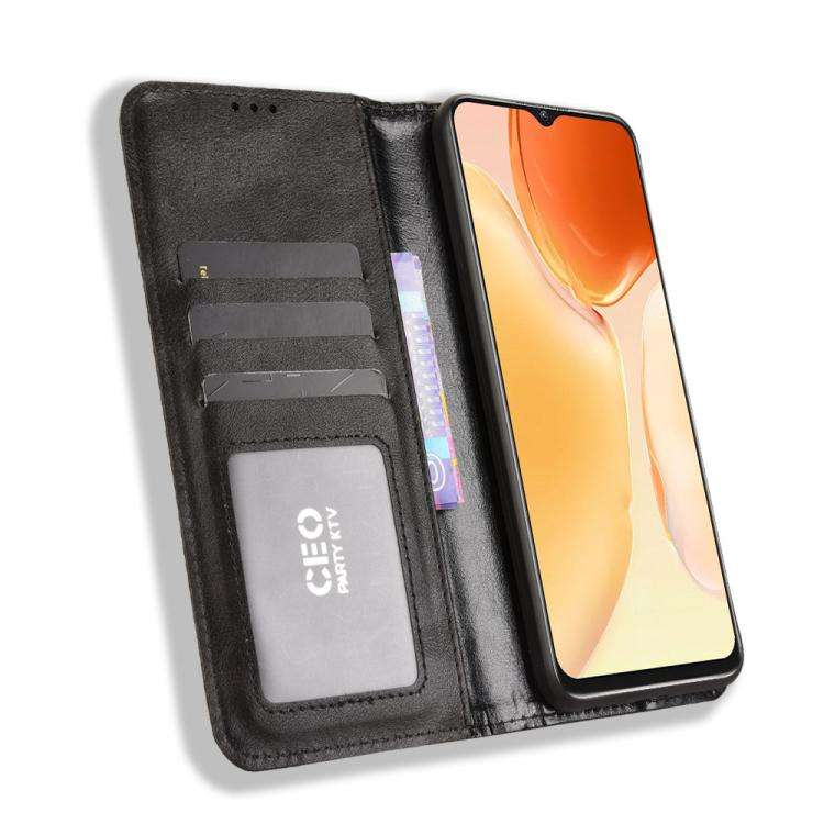 For Oukitel C1 / C1 Pro Magnetic Buckle Retro Texture Leather Phone Case(Black)