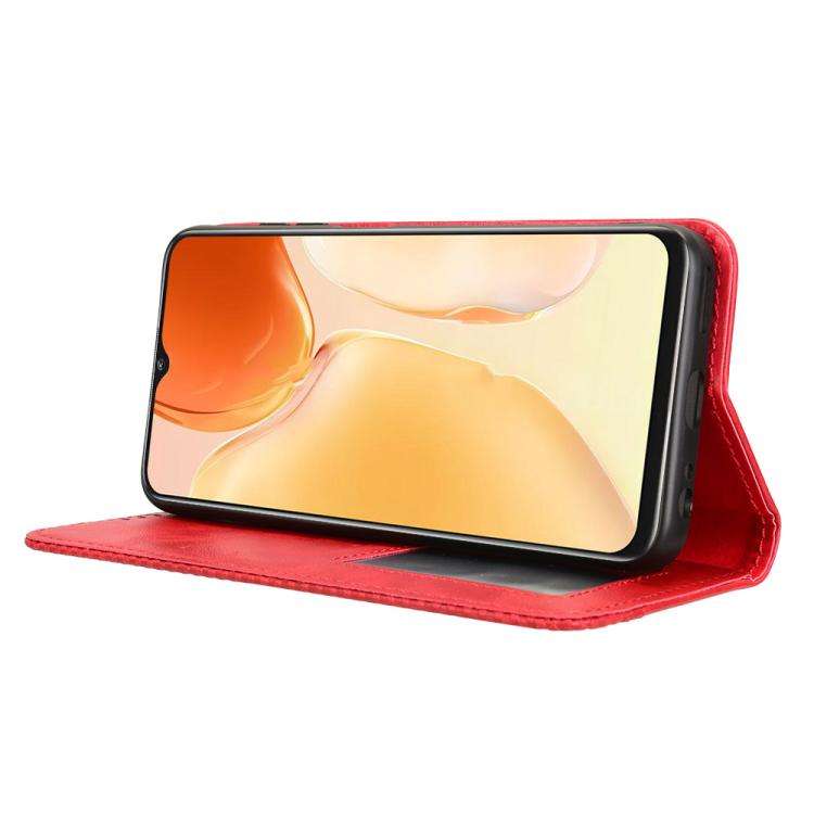 For Oukitel C1 / C1 Pro Magnetic Buckle Retro Texture Leather Phone Case(Red)