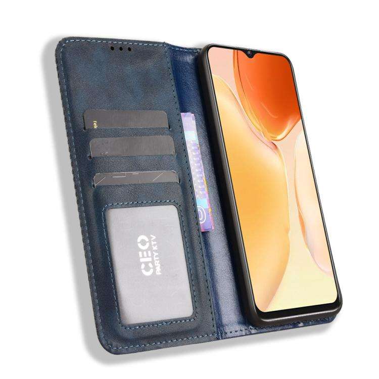 For Oukitel C1 / C1 Pro Magnetic Buckle Retro Texture Leather Phone Case(Blue)